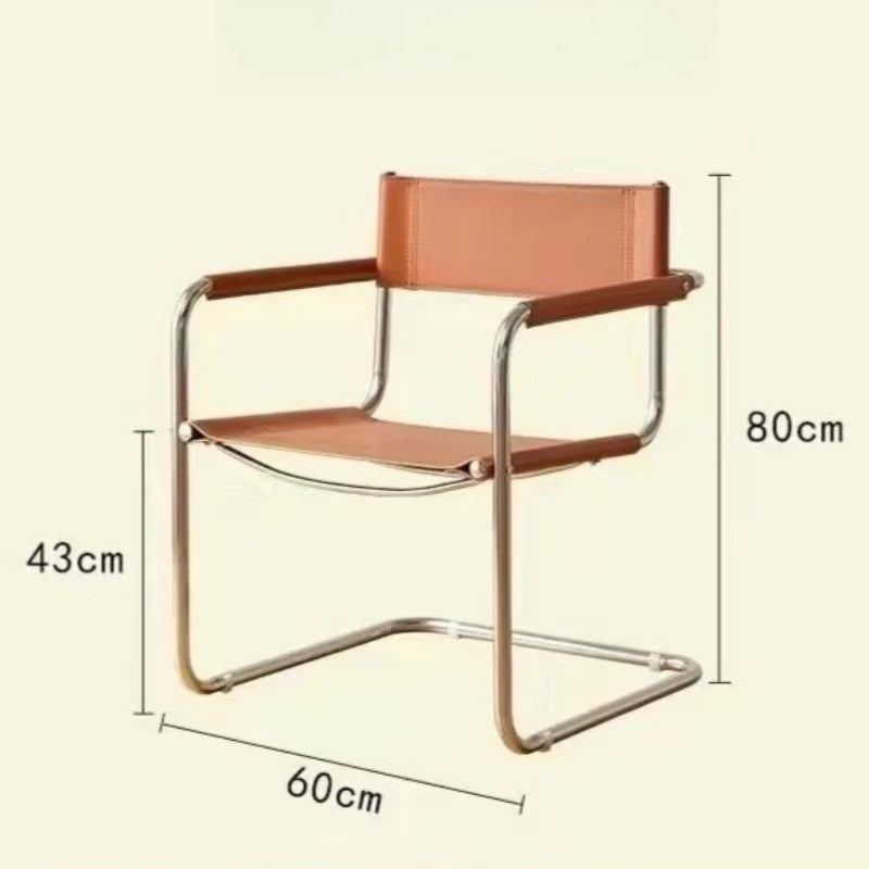 Stainless Steel Dining Chairs Modern Simple Restaurant Chair Living Room Portable Leather Armchair Home Decoration Furniture