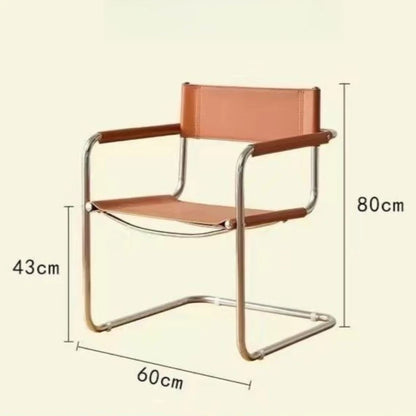 Stainless Steel Dining Chairs Modern Simple Restaurant Chair Living Room Portable Leather Armchair Home Decoration Furniture