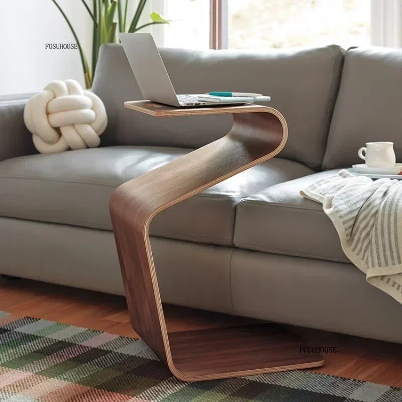 Designer Bentwood Plywood Coffee Table Mid Century Modern End Table Living Room Furniture Side Bed Table for Laptop w