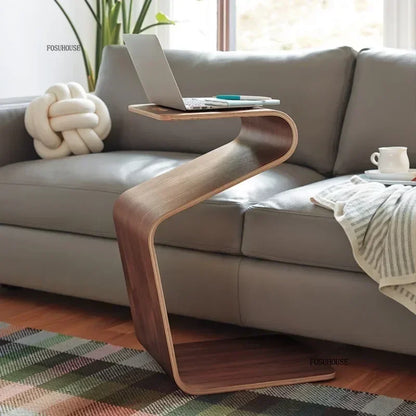 Designer Bentwood Plywood Coffee Table Mid Century Modern End Table Living Room Furniture Side Bed Table for Laptop w