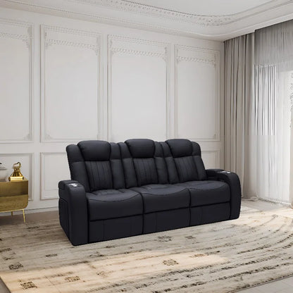 3 Seat Adjustable USB Charger Leather Recliner Sofa Home Theater Furniture with Blu-etooth for VIP Movie Room