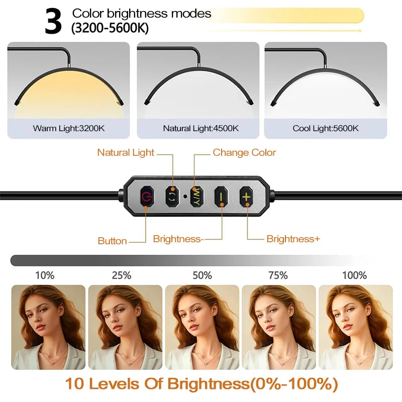 Half Moon Floor Standing Fill Light 40W Dimmable For Beauty Salon Beauty Trimming & Massage LED Lighting Fixtures
