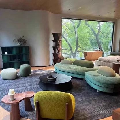 1PCS kXS French Pebble Sofa Designer Large Flat Layer Love Special-shaped Green Fabric Module Combination Arc