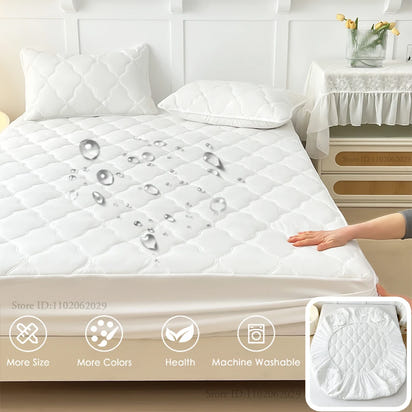 Throw Mattress Cover Bed Fitted Sheet Waterproof Mattress Bedspread Protector Pads Single/Double