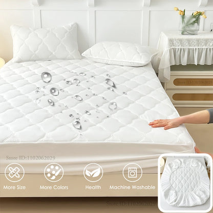 Throw Mattress Cover Bed Fitted Sheet Waterproof Mattress Bedspread Protector Pads Single/Double