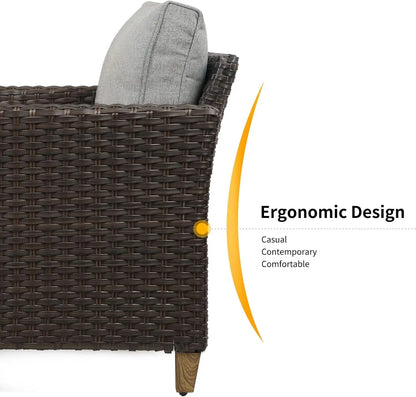 New Hot Sale Outdoor Furniture, Patio Wicker Sectional Sofa Modular Furniture Set Single Sofa Chair with Thick Cushions