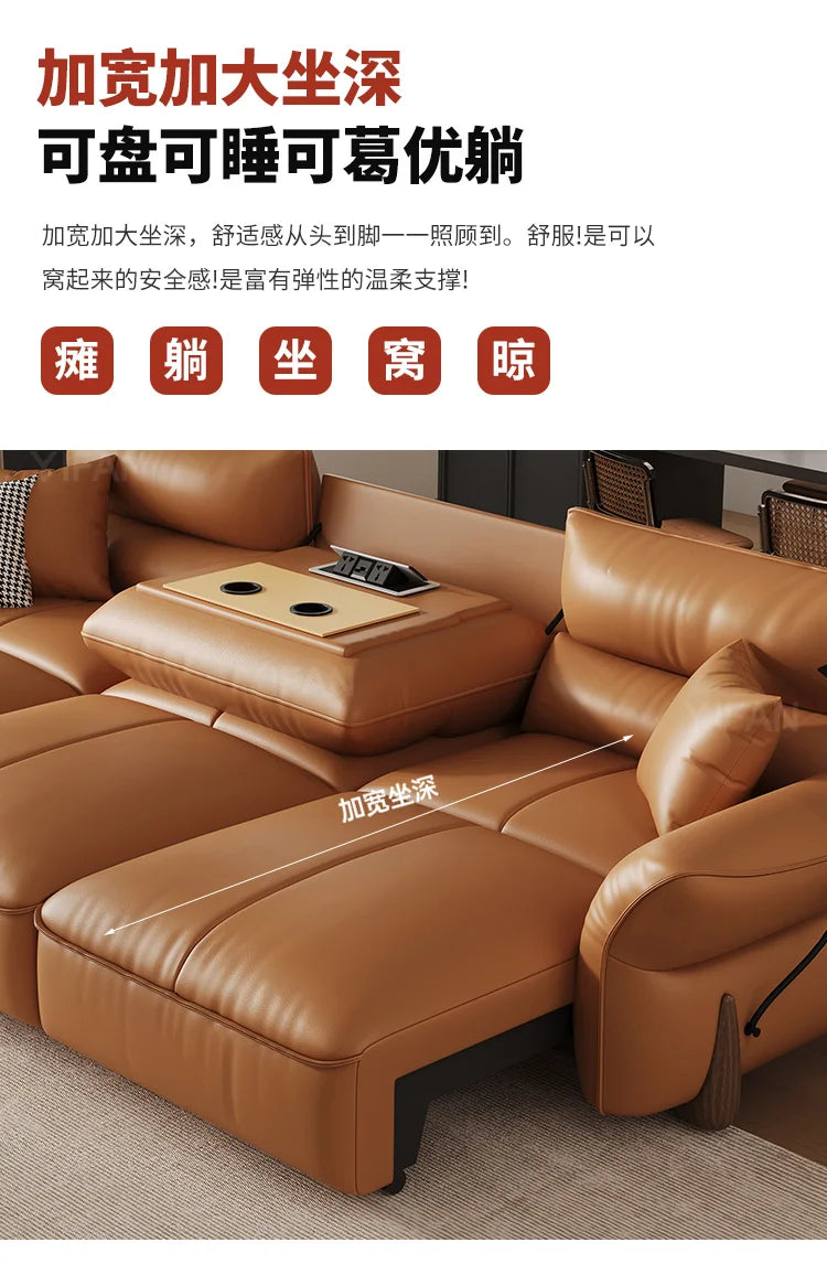Relaxing Genuine Leather Sofa Living Room Electric Reclining Italian Sofa Lounge Luxury Divano Soggiorno Furniture Home