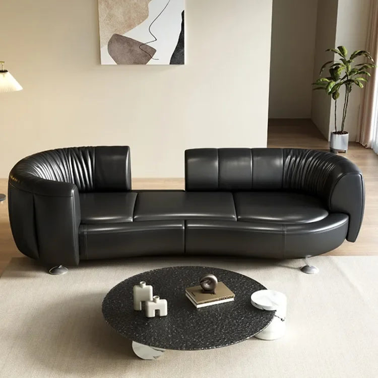 Nordic, light luxury, rotating, mobile slide rail backrest sofa combination, small apartment, living room, special-shaped black