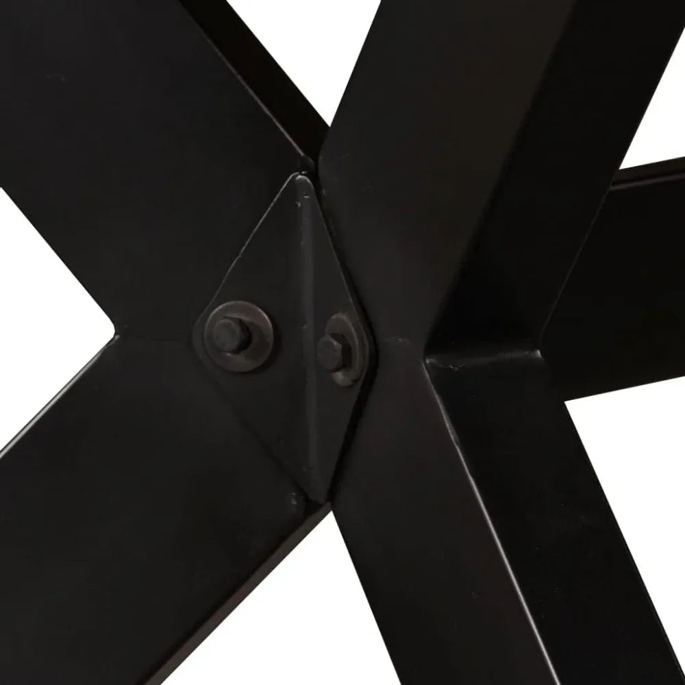 Solid Mango Wood Dining Table with Black Steel Frame, 70.9