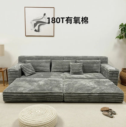 Living Room Compressed Sofa Bedroom Straight Row Cloth Modern Folding Sofa Sponge Bed Multifunctional Lazy Lounges Furniture