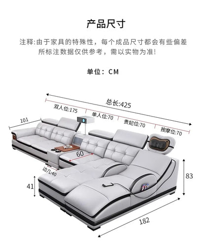 Modern Minimalist Sofa Electric Massage Chiar Floor Multifunctional Corner Sofa Lounges Relaxing Living Room Couch Furniture