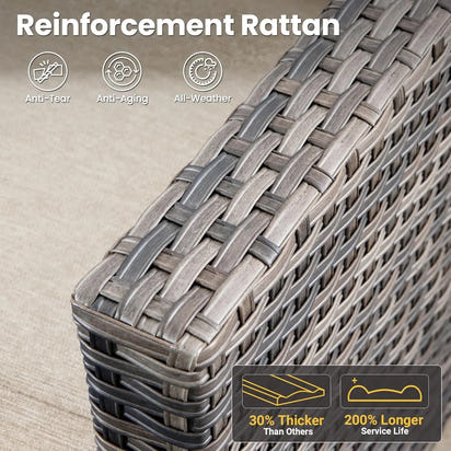 Patio Furniture Set, 5 Pieces Outdoor Wicker Sofa Couch with Chairs, Ottomans and Comfy Cushions, All Weather High