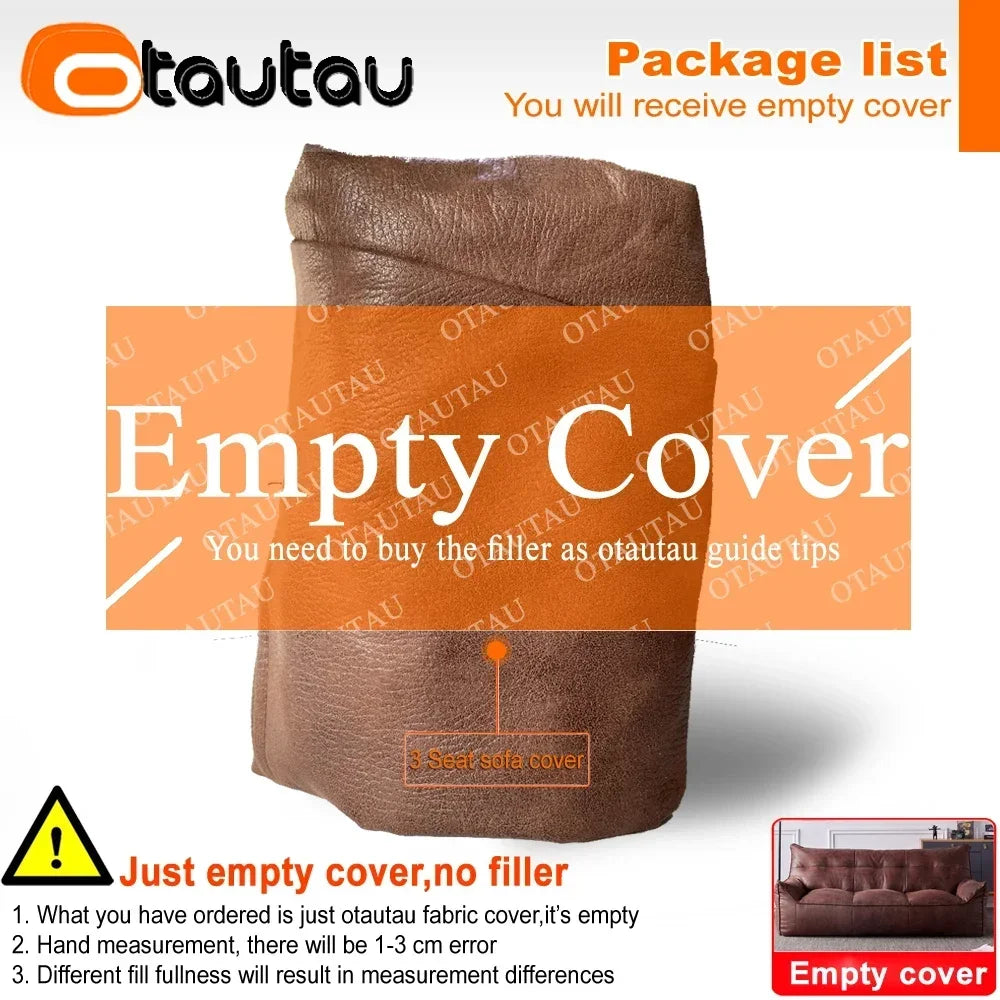 OTAUTAU 3-seat Retro Faux Leather Bean Bag Sofa Cover SF003【No Filler Inside ! You Need To Buy The Filler By Yourself！】