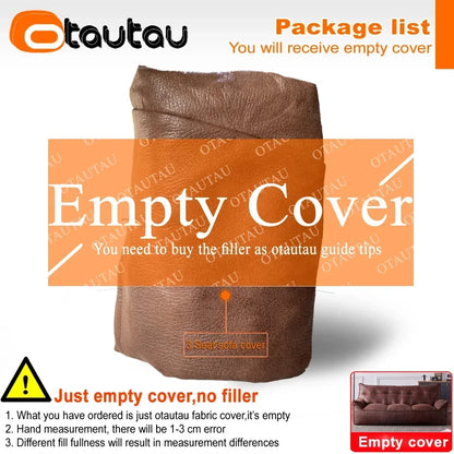 OTAUTAU 3-seat Retro Faux Leather Bean Bag Sofa Cover SF003【No Filler Inside ! You Need To Buy The Filler By Yourself！】
