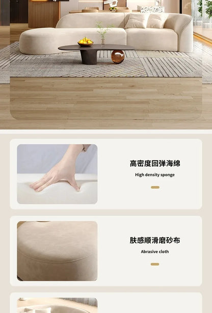 New arrive Cream Floor Living Room Sofas Curved Lounge Ergonomics Women Living Room Sofas White Minimalist Muebles Postmodern Fu