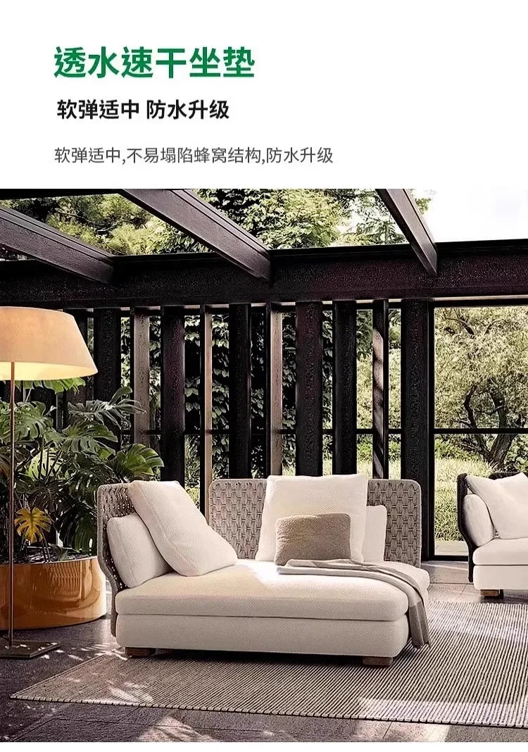 Homestay Outdoor Sofas Courtyard Leisure Balcony Garden Sofas Accent Wicker Woven Wicker Chair Furniture Arredo Giardino Lshysf