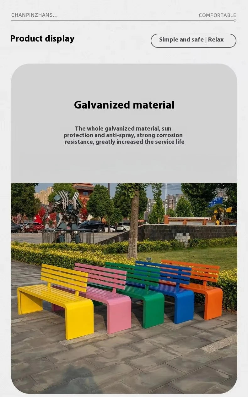Outdoor Waterproof Sales Park New Hotel Patio 2022 Design Wholesale Steel Wooden Garden Bench