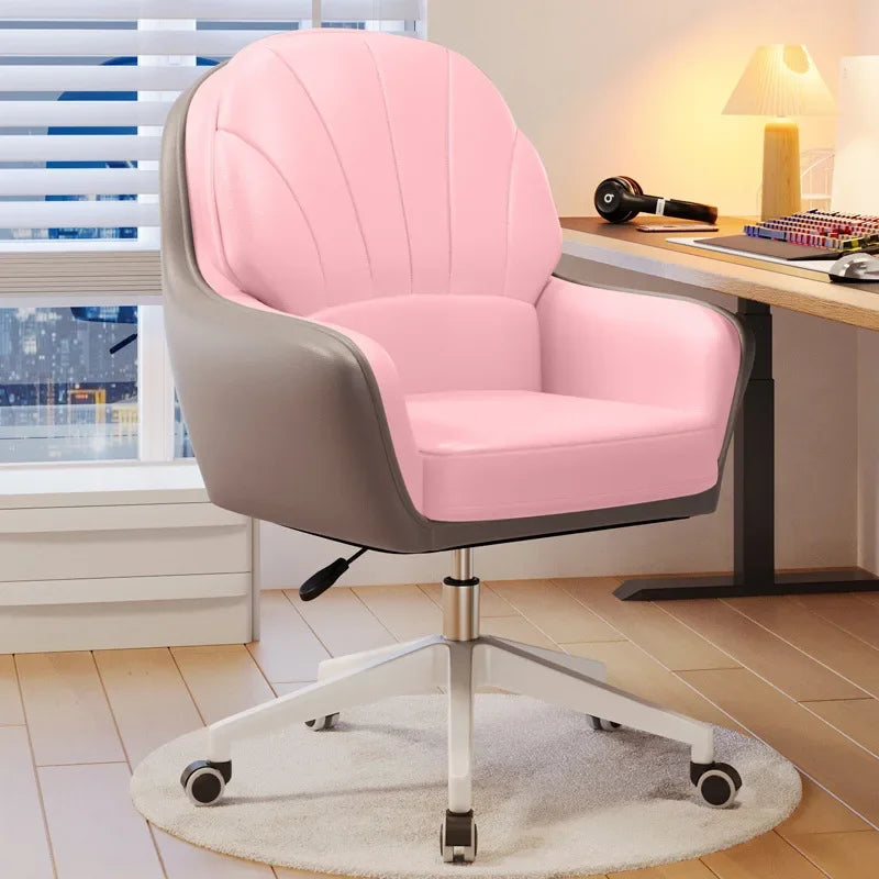 Metal Cute Vanity Makeup Chair for Girls Rotating Lift Backrest Computer Chair for Bedroom Dorm Home Office Desk