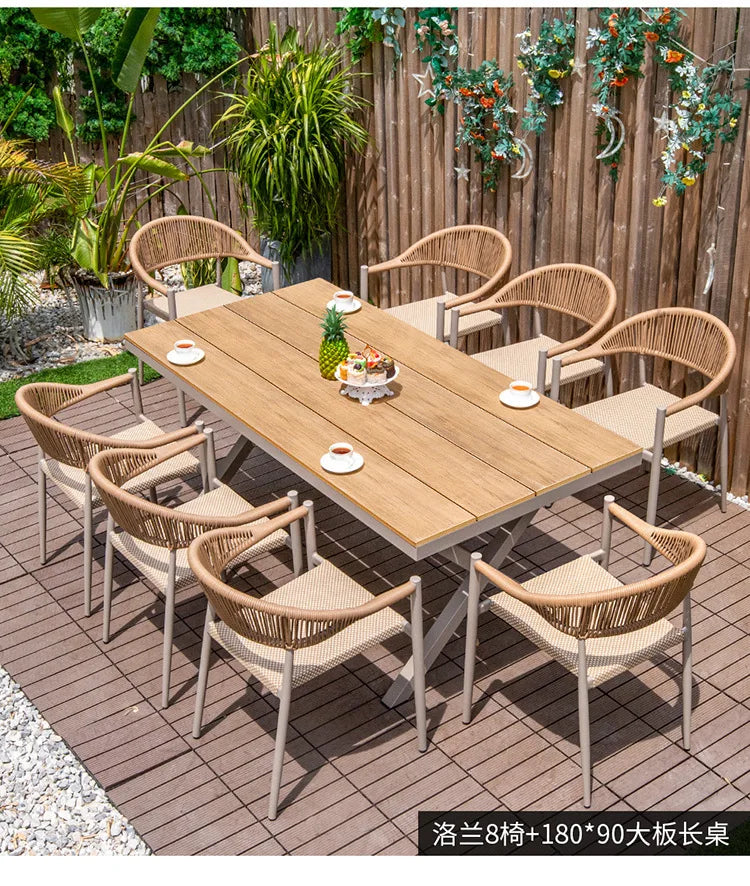 Outdoor table and chair courtyard villa leisure open-air balcony rattan chair Internet celebrity waterproof sunscreen garden