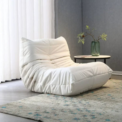 Single sofa living room bedroom lazy fabric leather leisure chair small apartment cream wind