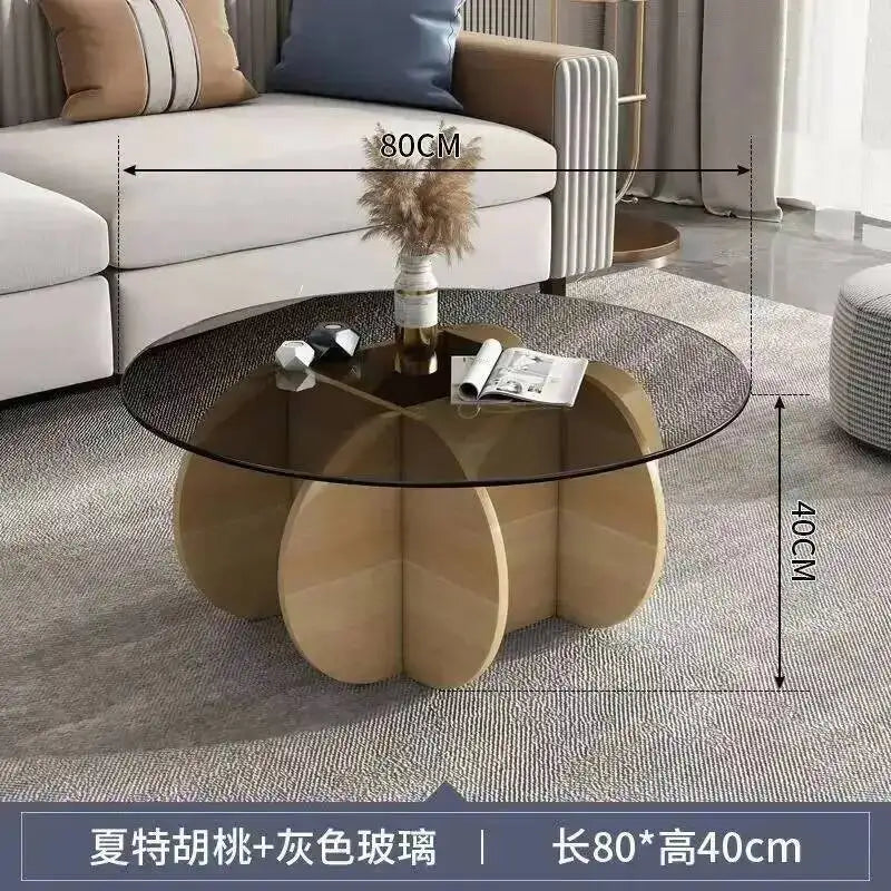 Table basse de salon ronde en verre trempé, design créatif, résistante aux hautes températures, style luxe