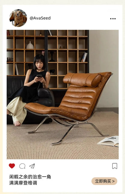 Single Sofa Chair Minimalist Light Luxury Living Room Middle-aged Style High-end Designer Sofa Chair Lazy Leisure Recliner