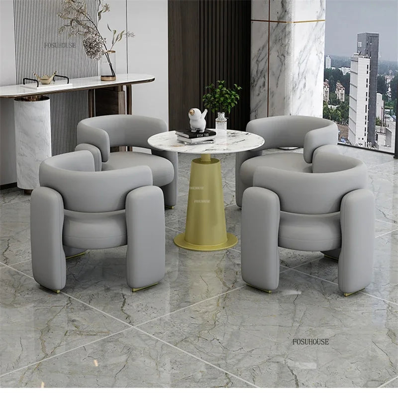Simple Designer Flannel Backrest Living Room Chairs Light Luxury Leisure Armchair Living Room Furniture Balcony Lazy Single Sofa