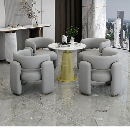 Simple Designer Flannel Backrest Living Room Chairs Light Luxury Leisure Armchair Living Room Furniture Balcony Lazy Single Sofa
