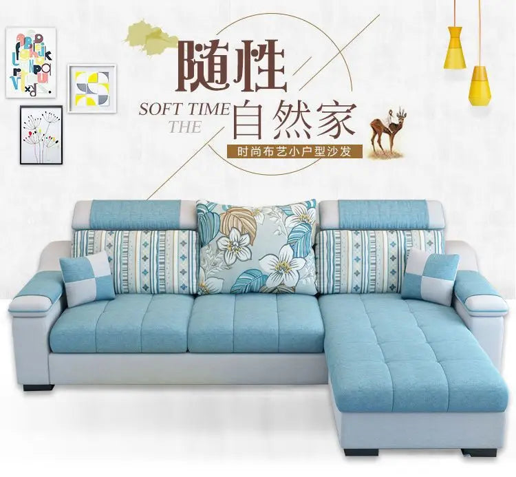 Fully Furnished Living Room Modern Fabric Sofa 3-Seater Removable Washable Cotton Linen Apartment Size