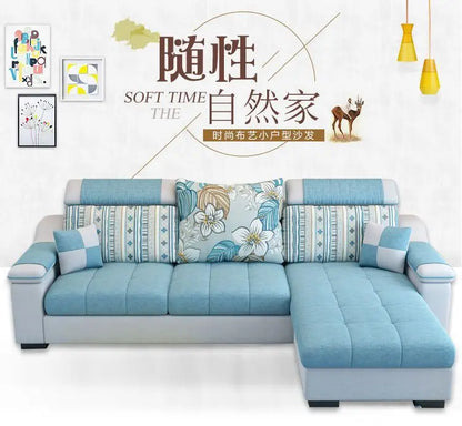Fully Furnished Living Room Modern Fabric Sofa 3-Seater Removable Washable Cotton Linen Apartment Size