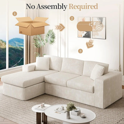 105" Boneless Couches for Living Room, Sectional Couches Modular Sofa with L-Shaped Chaise, Memory Foam Comfy Cloud Couch