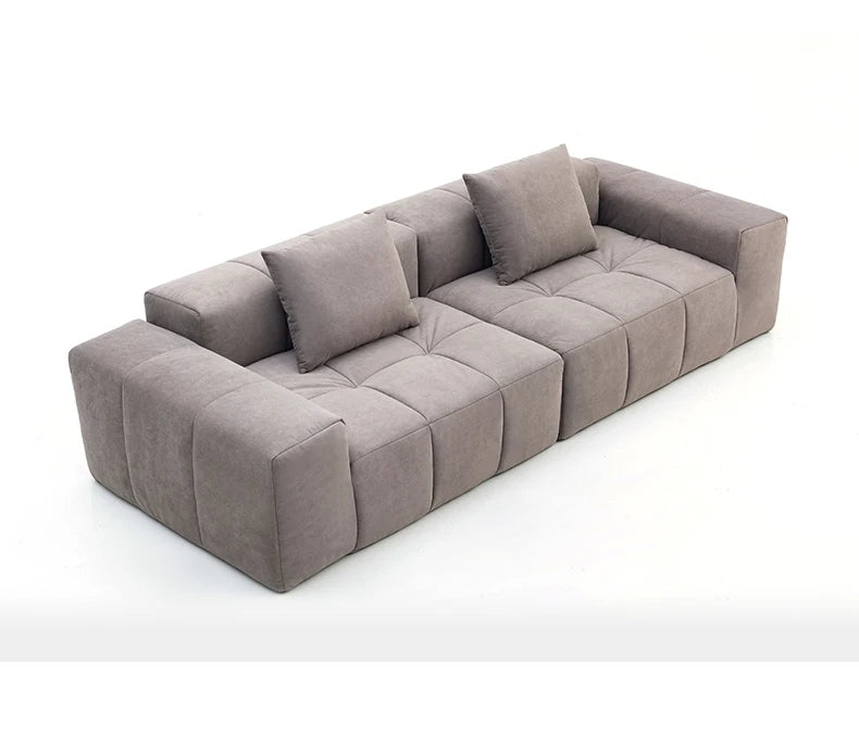 Full Sponge Compressed Fabric Sofa Modern Simple Living Room Couch Tofu Block Sofa Small Apartment Straight Row Combination Sofa