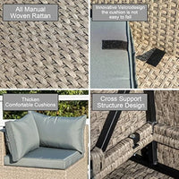 Outdoor Conversation Set Sectional Sofa with Water Resistant Beige Thick Cushions and Storage Table,9-Piece Patio Furniture Set