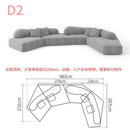 Fabric Sofa Combination Villa Large Apartment Sitting Italian Rock Irregular Special-shaped Large Flat Edta Double-sided