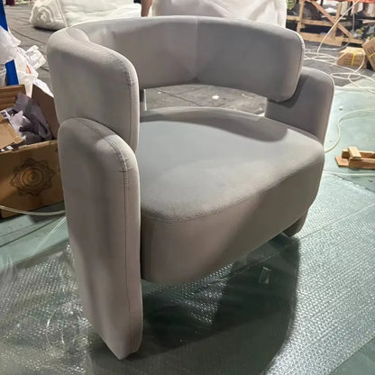 72×65×70cm Light Luxury Frosted Velvet Single Sofa Curved Design Solid Wood Frame Living Room Bedroom Comfort Leisure Chair