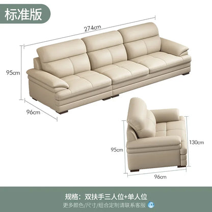 G80 Leather sofa modern simple living room first layer cowhide combination latex straight row corner