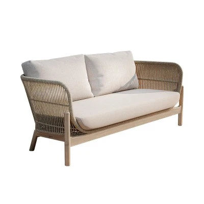 Outdoor rattan sofa courtyard garden open-air balcony leisure outdoor solid wood teak villa