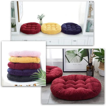 Round Large Floor Seat Pillows Gray Tufted Corduroy Cushions for Outdoor Yoga Tatami Chair Pad Casual Seating Reading Cushion 방석