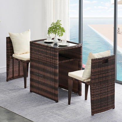 Balcony Small Table and Chair Rattan Chair Three-Piece Set Outdoor Tea Table Combination Terrace Courtyard Table and Chair