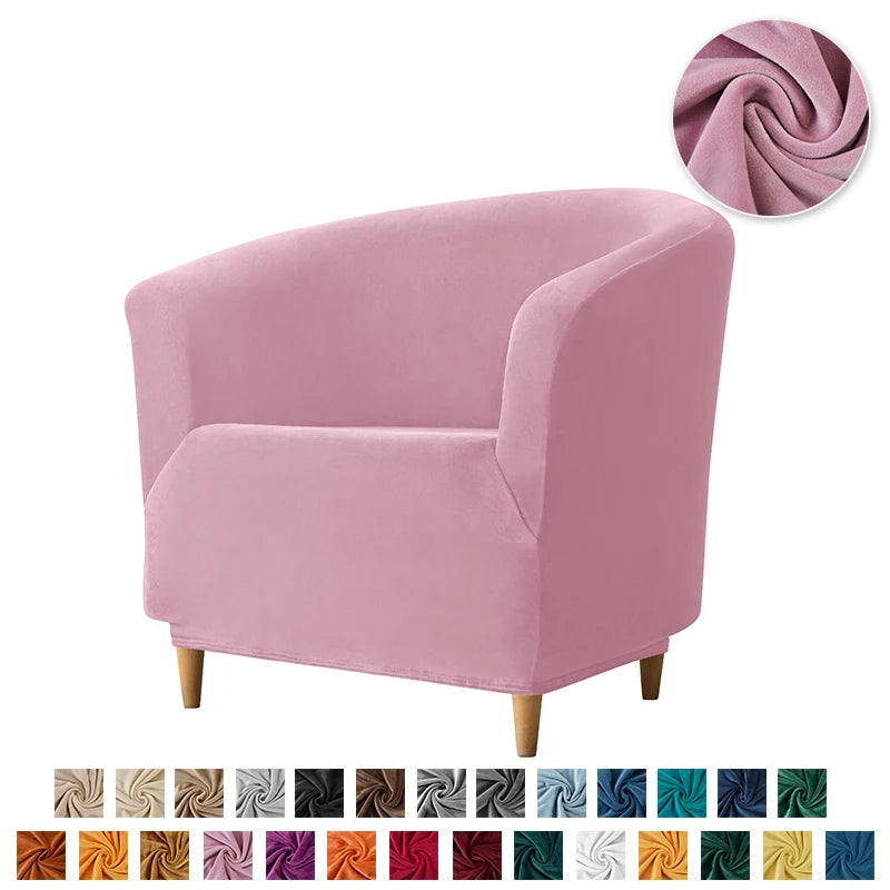 Velvet Tub Cover Chair Jacquard Single Seat Sofa Slipcover 1 Seate Living Room  Furniture Couch Washable Club Armchair Cover