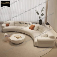 B456 Minimalist new fan-shaped large flat-layer curved sofa customized left and right concubine lamb wool large apartment