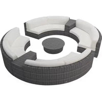 Outdoor round sofa, casual rattan curved sofa coffee table combination