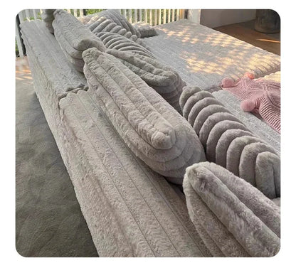 Nordic Sofabed Vacuum Compression Sofa Bed Modern Simple Lazy Sofa Bed  Thick Strip Velvet Large Sofa Bed Living Room Furniture