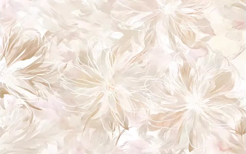 Customized Cream Style Abstract Art Feather Flower Pattern Wallpaper TV Background Wall Decoration Bedroom European Wall mural