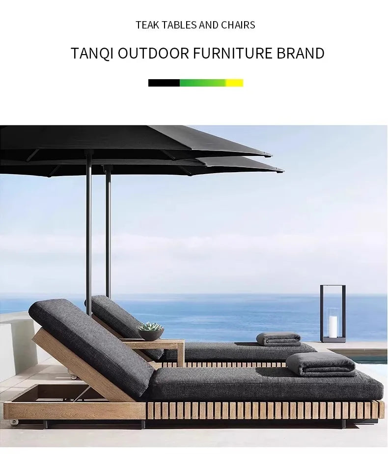 Outdoor Sofa Solid Wood Teak Rain proof and Sunscreen Courtyard Villa Outdoor Balcony Garden Soft Decoration Furniture