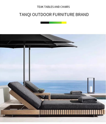 Outdoor Sofa Solid Wood Teak Rain proof and Sunscreen Courtyard Villa Outdoor Balcony Garden Soft Decoration Furniture