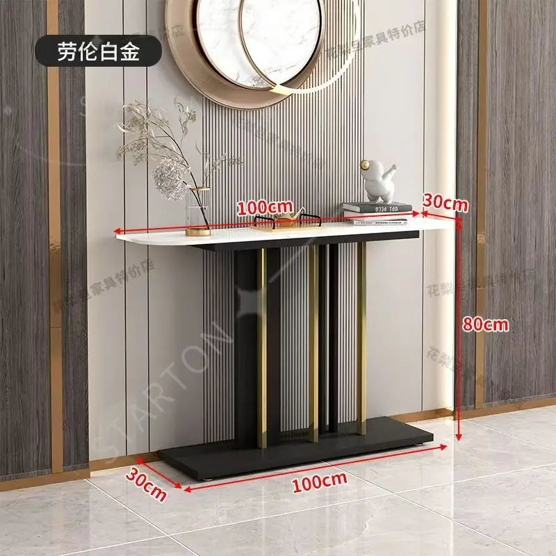 Gold Console Table Industrial Hallway  for Entryway  43 Inch Entryway Tables Narrow Sofa Table for Living Room