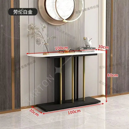 Gold Console Table Industrial Hallway  for Entryway  43 Inch Entryway Tables Narrow Sofa Table for Living Room