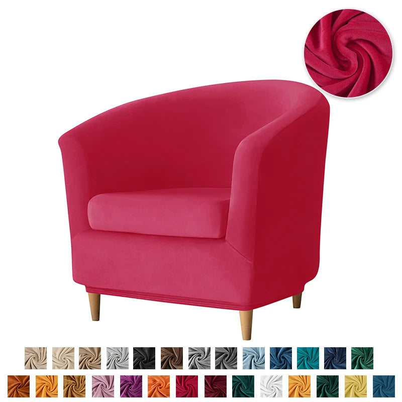 Velvet Tub Cover Chair Jacquard Single Seat Sofa Slipcover 1 Seate Living Room  Furniture Couch Washable Club Armchair Cover