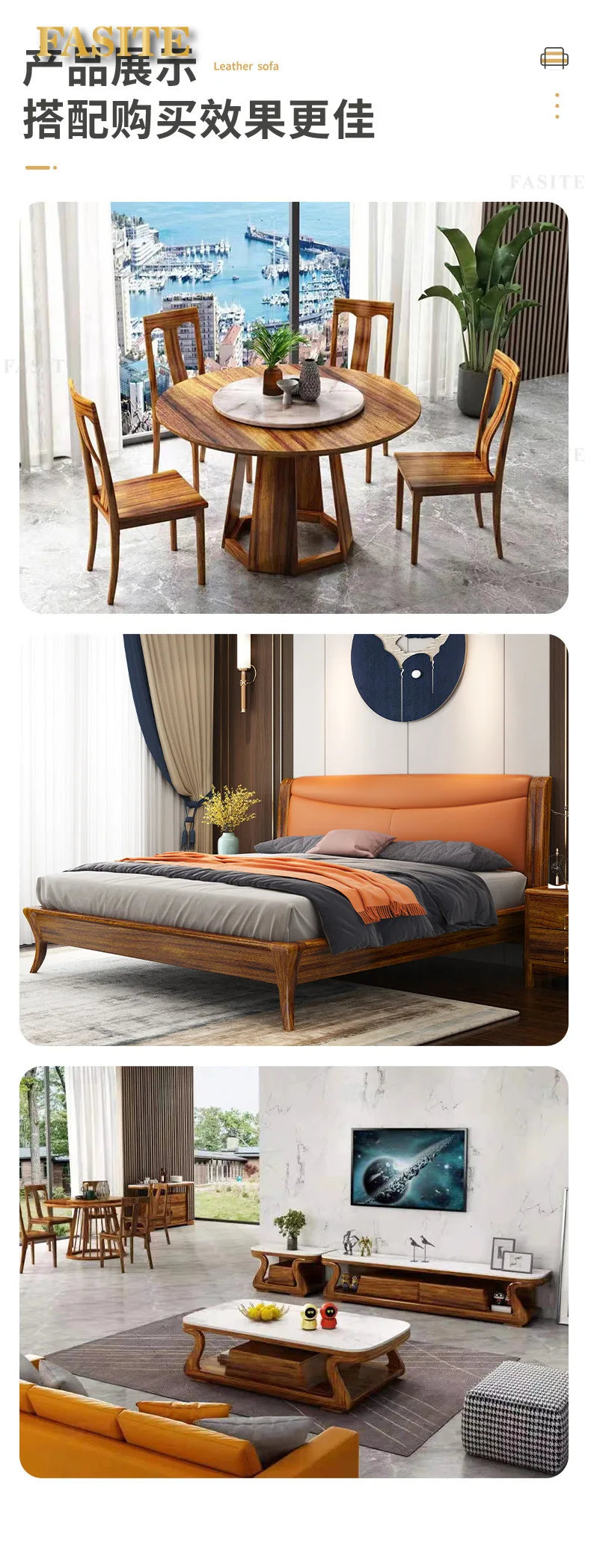 New Chinese ebony leather sofa modern simple living room large first layer yellow cowhide new solid wood combination